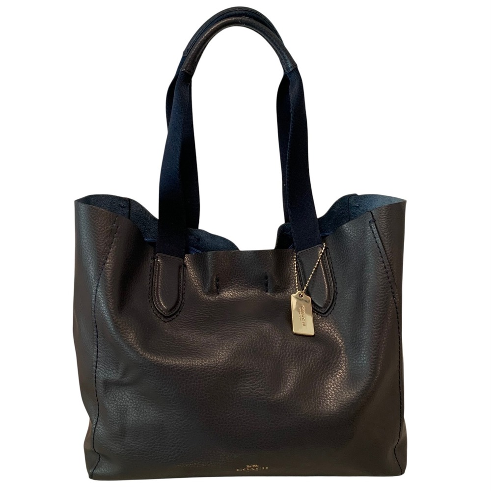 Coach Derby Tote 58660 Midnight Blue Pebble Leather Shoulder Bag Gold Hardware